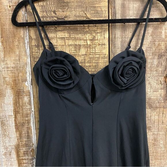 AFRM Silas mini dress Black Bodycon rosette bust Revolve NWT M - Picture 9 of 9